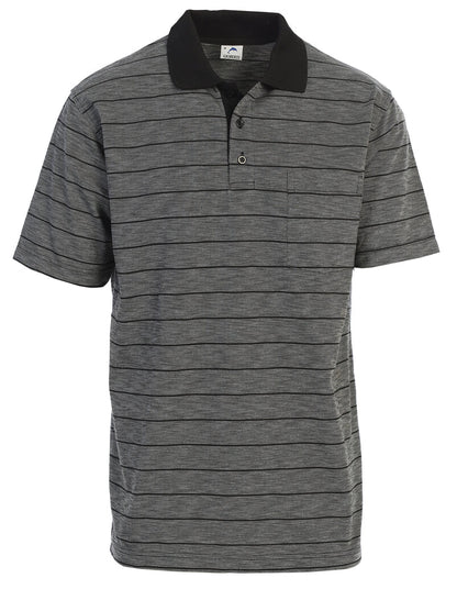Mens Regular Fit Striped Short Sleeve Polo Shirt with Pocket