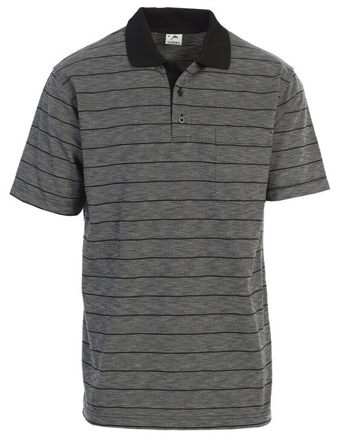 Mens Regular Fit Striped Short Sleeve Polo Shirt with Pocket