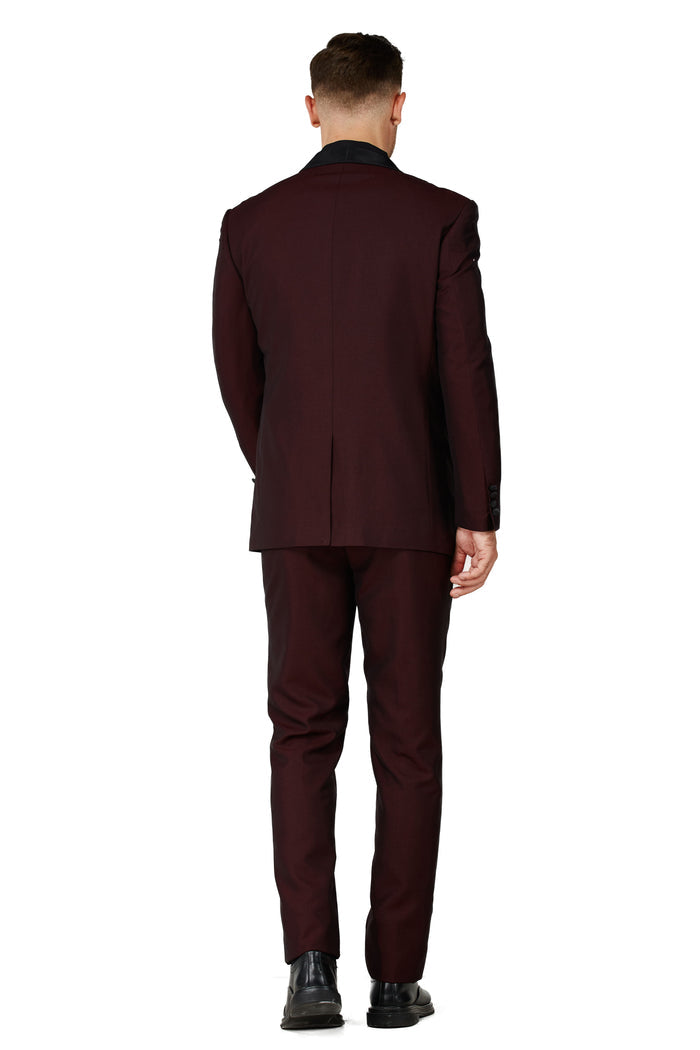 Men's Satin Burgundy Shawl Lapel Tuxedo Slim Fit (2 PCS)