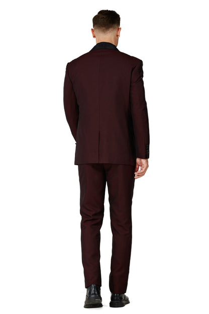 Men's Satin Burgundy Shawl Lapel Tuxedo Slim Fit (2 PCS)