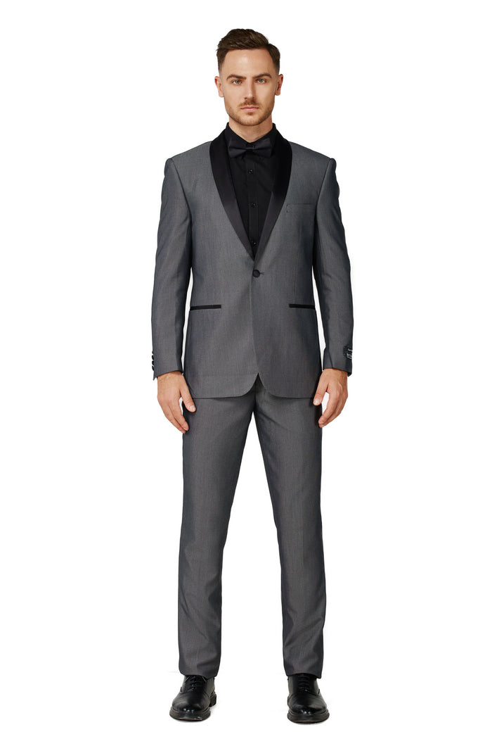 Men's Satin Gray Shawl Lapel Tuxedo Slim Fit (2 PCS)