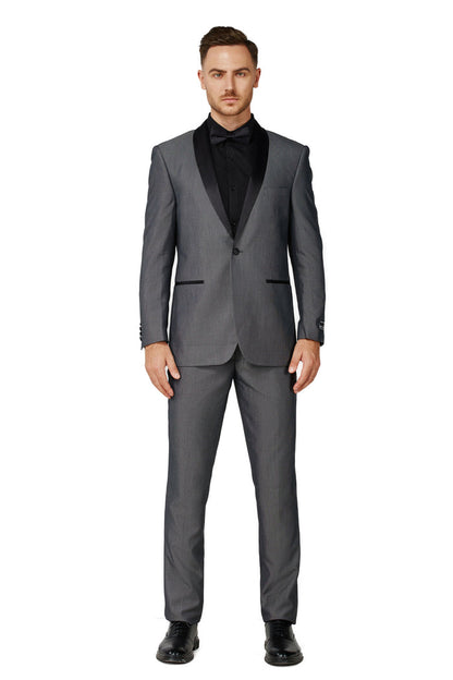Men's Satin Gray Shawl Lapel Tuxedo Slim Fit (2 PCS)