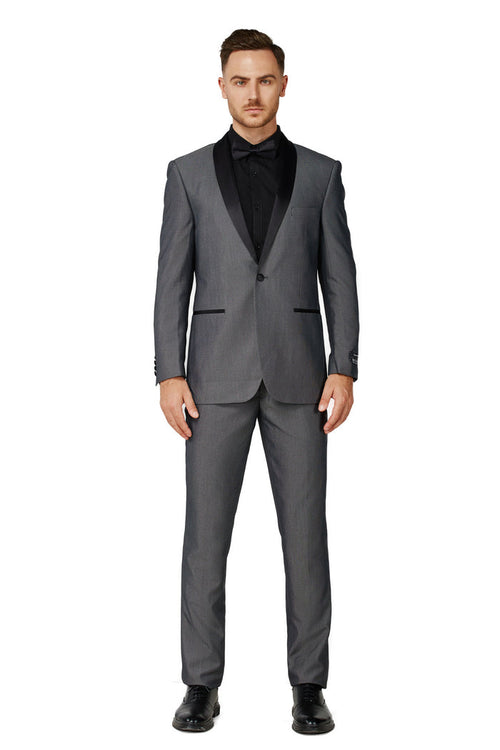 Men's Satin Gray Shawl Lapel Tuxedo Slim Fit (2 PCS)