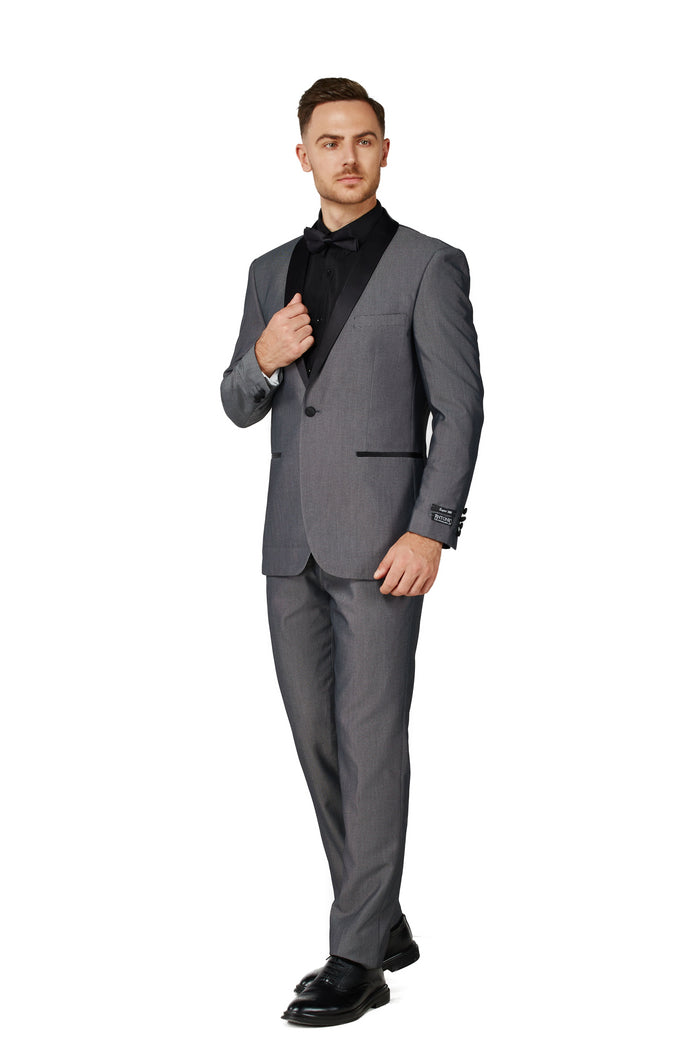 Men's Satin Gray Shawl Lapel Tuxedo Slim Fit (2 PCS)