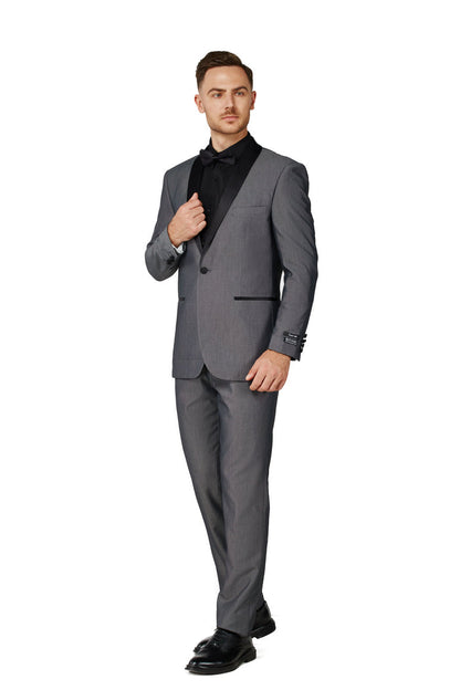 Men's Satin Gray Shawl Lapel Tuxedo Slim Fit (2 PCS)
