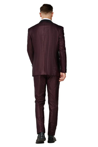 Men's Shiny Burgundy Shawl Lapel Tuxedo Slim Fit (2 PCS)