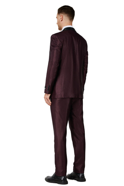 Men's Shiny Burgundy Shawl Lapel Tuxedo Slim Fit (2 PCS)