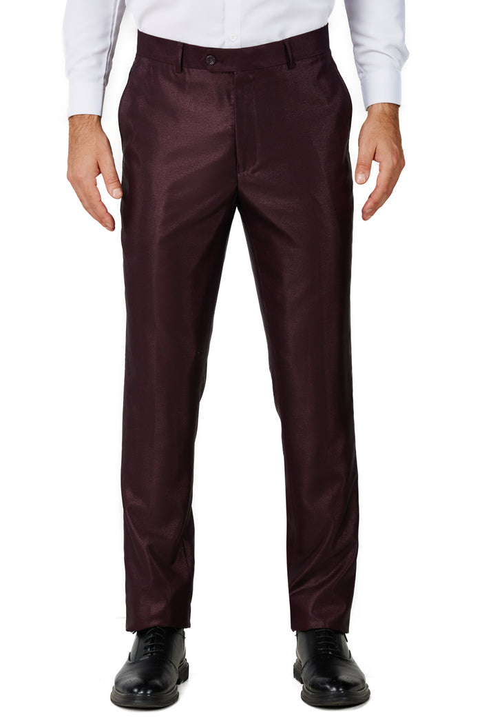 Men's Shiny Burgundy Shawl Lapel Tuxedo Slim Fit (2 PCS)