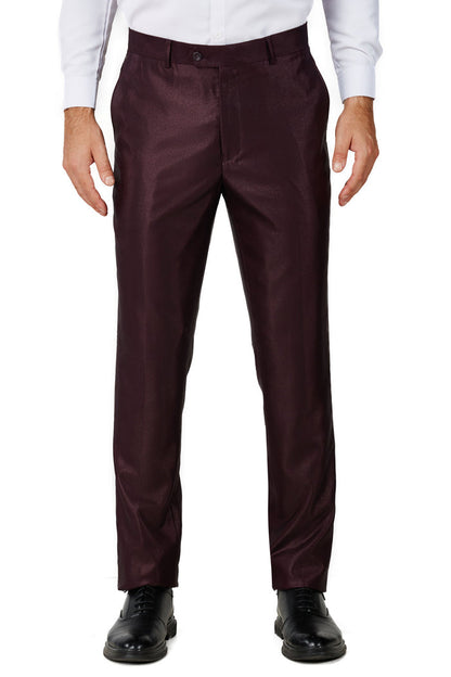 Men's Shiny Burgundy Shawl Lapel Tuxedo Slim Fit (2 PCS)
