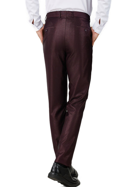 Men's Shiny Burgundy Shawl Lapel Tuxedo Slim Fit (2 PCS)