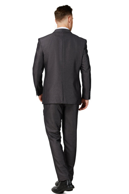 Men's Shiny Charcoal Notched Lapel Suit Slim Fit (3 PCS)
