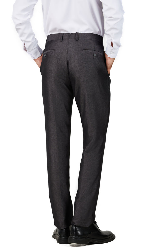 Men's Shiny Charcoal Notched Lapel Suit Slim Fit (3 PCS)