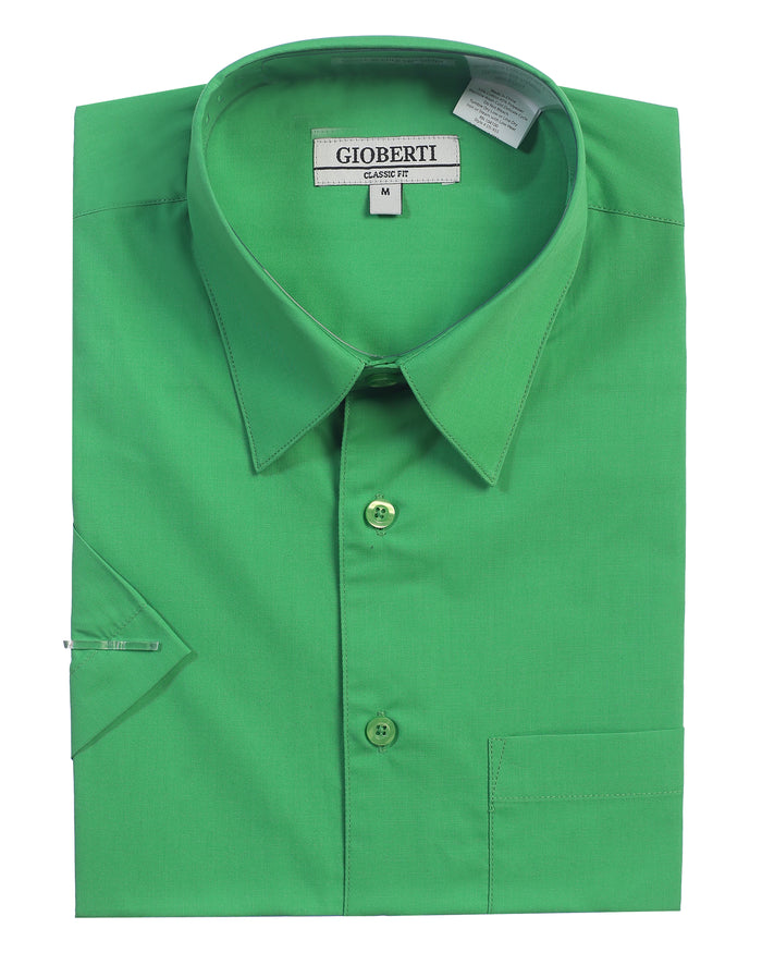 Men's Short Sleeve Solid Dress Shirt