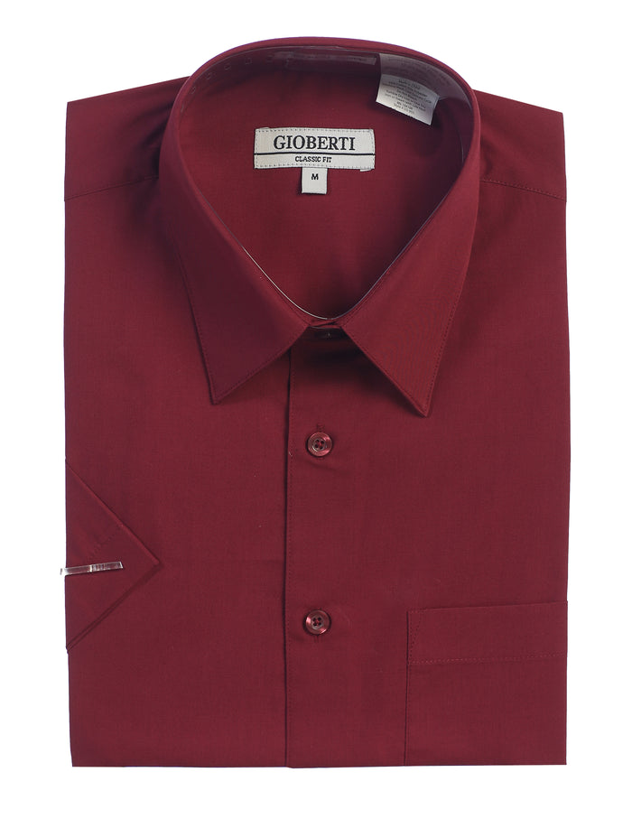 Men's Short Sleeve Solid Dress Shirt