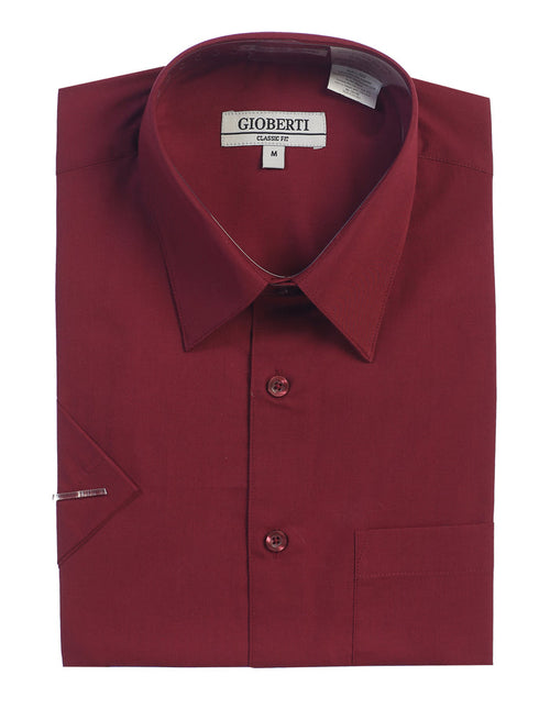 Men's Short Sleeve Solid Dress Shirt