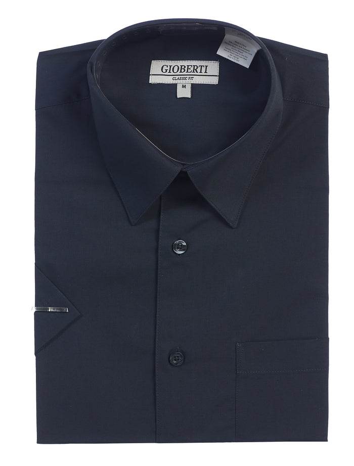 Men's Short Sleeve Solid Dress Shirt