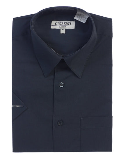 Men's Short Sleeve Solid Dress Shirt