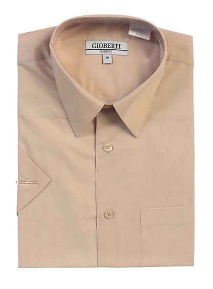Men's Short Sleeve Solid Dress Shirt