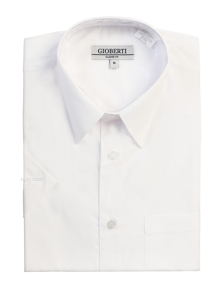 Men's Short Sleeve Solid Dress Shirt