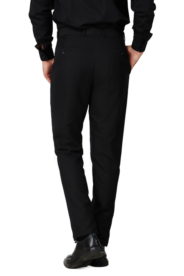 Men's Solid Black Notched Lapel Suit Slim Fit (3 PCS)