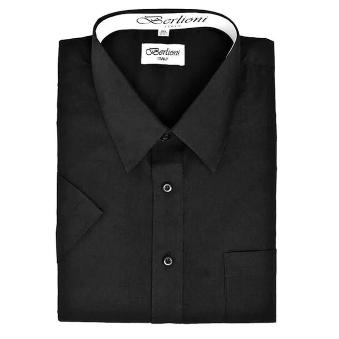 Men's solid dress shirt short sleeves