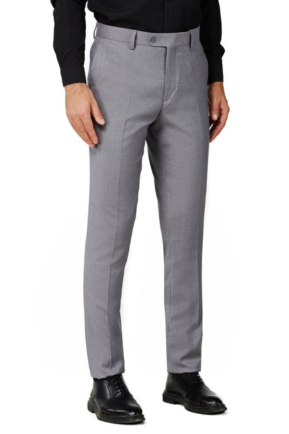 Men's Solid Light Gray Notched Lapel Suit Slim Fit (3 PCS)