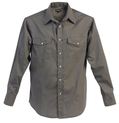 Men’s Solid Long Sleeve Western Shirt with Pearl Snap-on Buttons