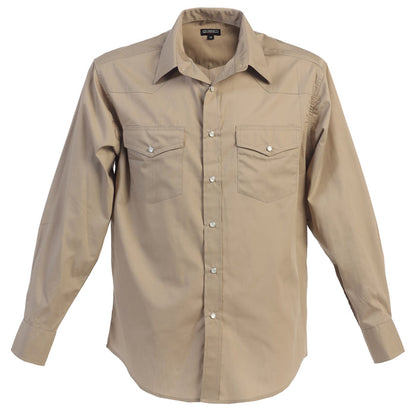 Men’s Solid Long Sleeve Western Shirt with Pearl Snap-on Buttons