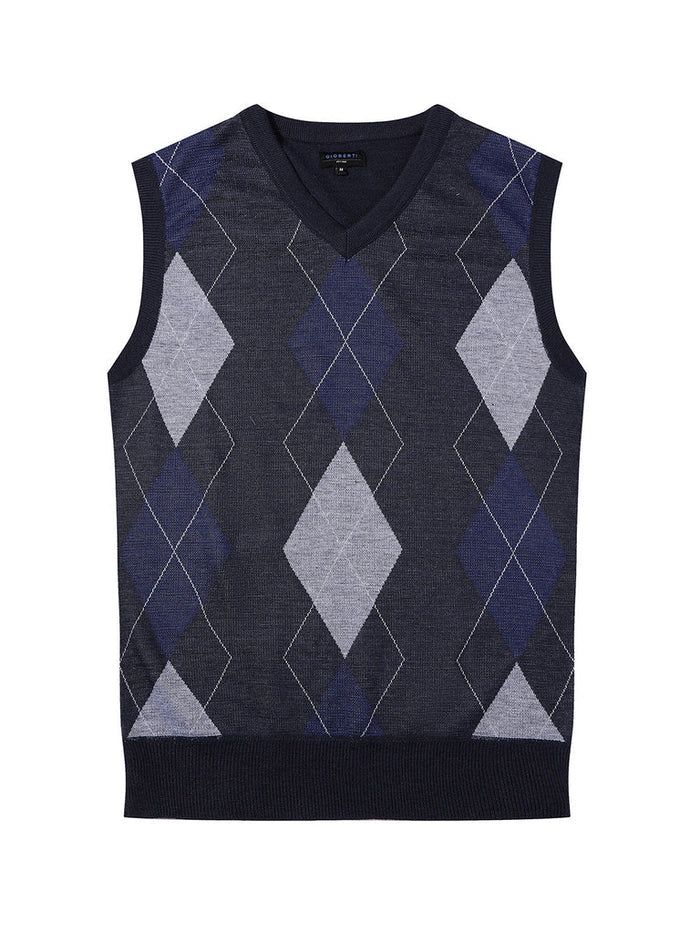 Mens Super Soft Diamond Knitted Sleeveless Vest