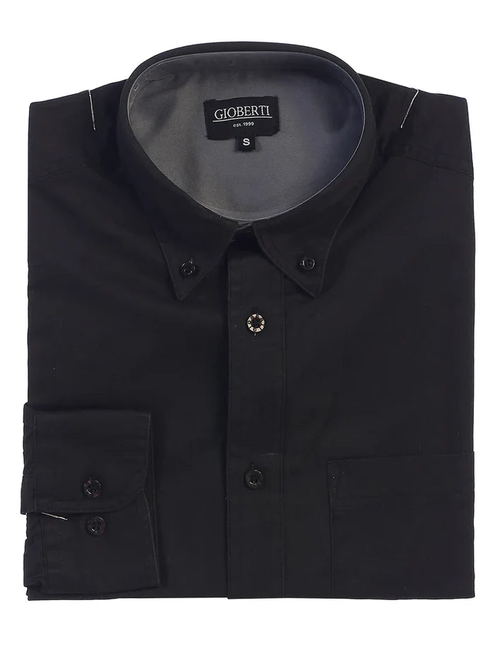 MEN'S TWILL SHIRT W/ CONTRAST COLLAR