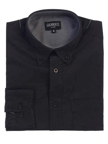 MEN'S TWILL SHIRT W/ CONTRAST COLLAR