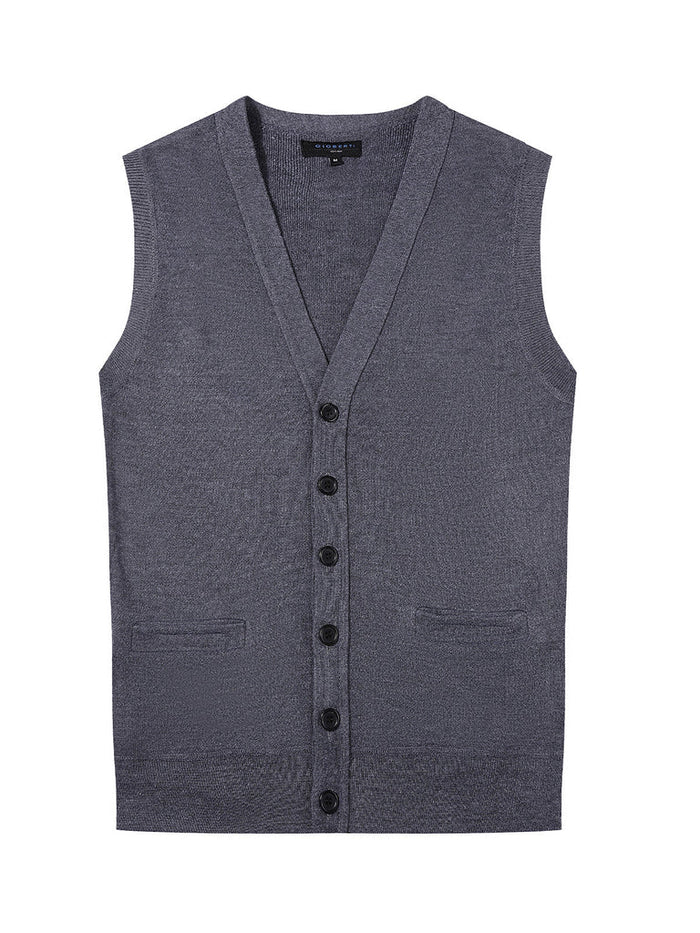 Mens V-Neck Button Down Knitted Cardigan Vest