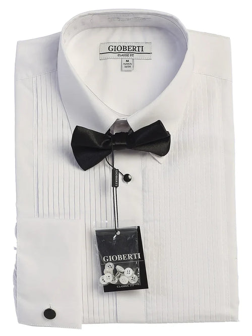 MEN'S WHITE FORMAL TUXEDO SHIRT WITH BOW TIE
