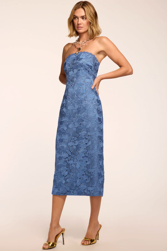 Tessa Lace Strapless Midi Dress