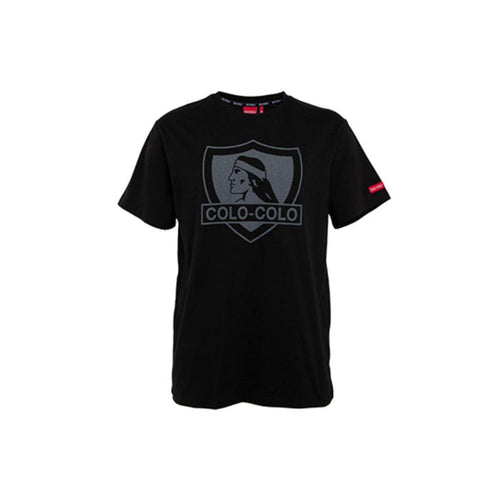 Polera Colo Colo Urbano Negra Escudo Gris