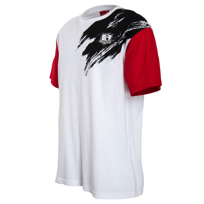 Polera Colo Colo Urbano Painted Blanco Negro y Rojo