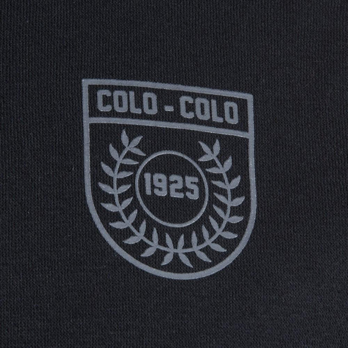 Poleron Colo Colo Urbano Hoodie Negro Cacique Gris