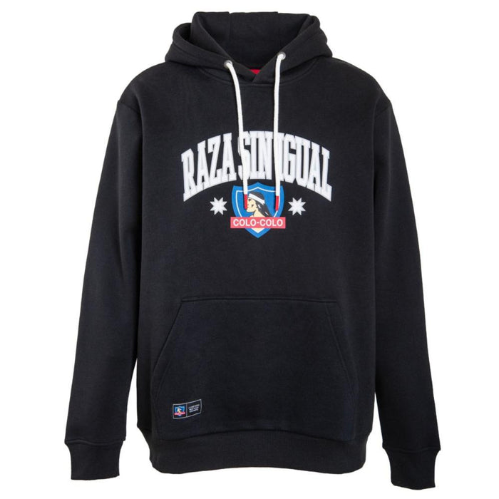 Poleron Colo Colo Urbano Hoodie Negro "Raza Sin Igual"