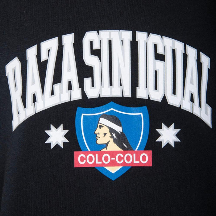 Poleron Colo Colo Urbano Hoodie Negro "Raza Sin Igual"