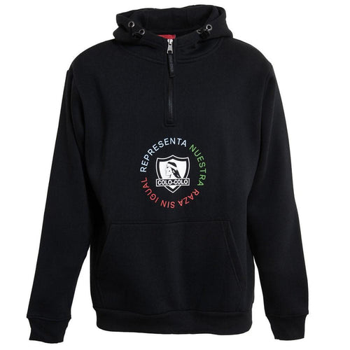 Poleron Colo Colo Urbano Hoodie "Nuestra Raza Sin Igual" Negro