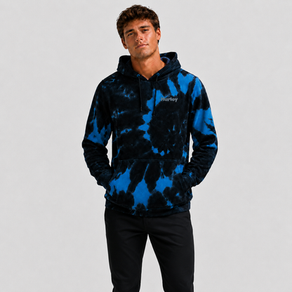 Poleron Hoodie Tidal Wave Tie Dye Fleece Black