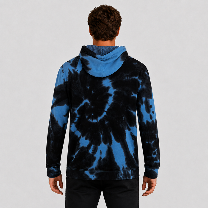 Poleron Hoodie Tidal Wave Tie Dye Fleece Black