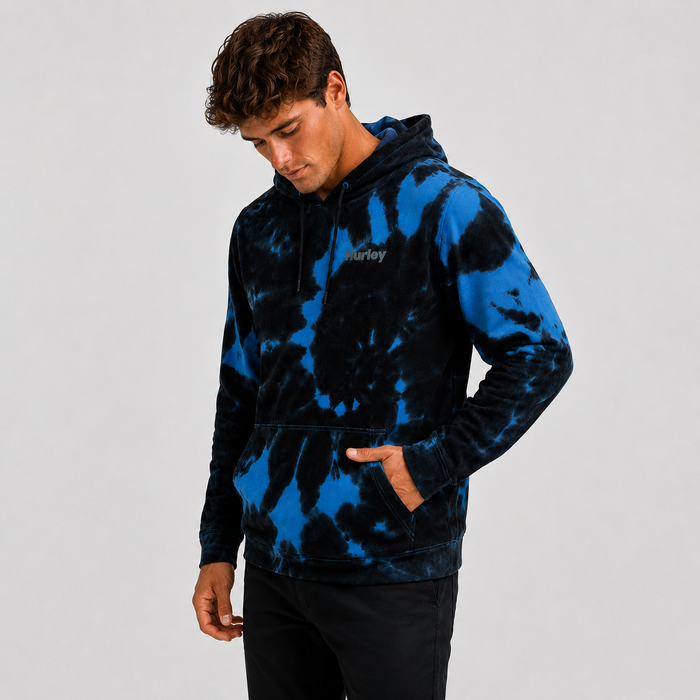 Poleron Hoodie Tidal Wave Tie Dye Fleece Black