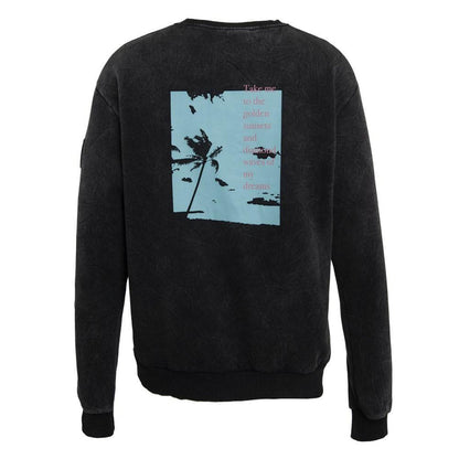 Poleron Men Crew Black Palms