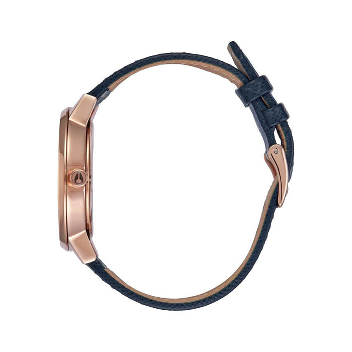 Reloj Kensington Leather Navy Rose Gold
