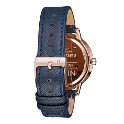 Reloj Kensington Leather Navy Rose Gold