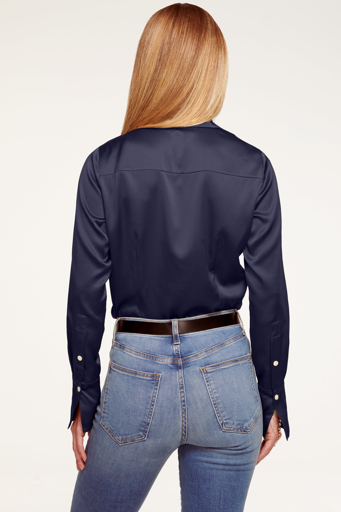 Victoria Silk Button Down Blouse | NAVY