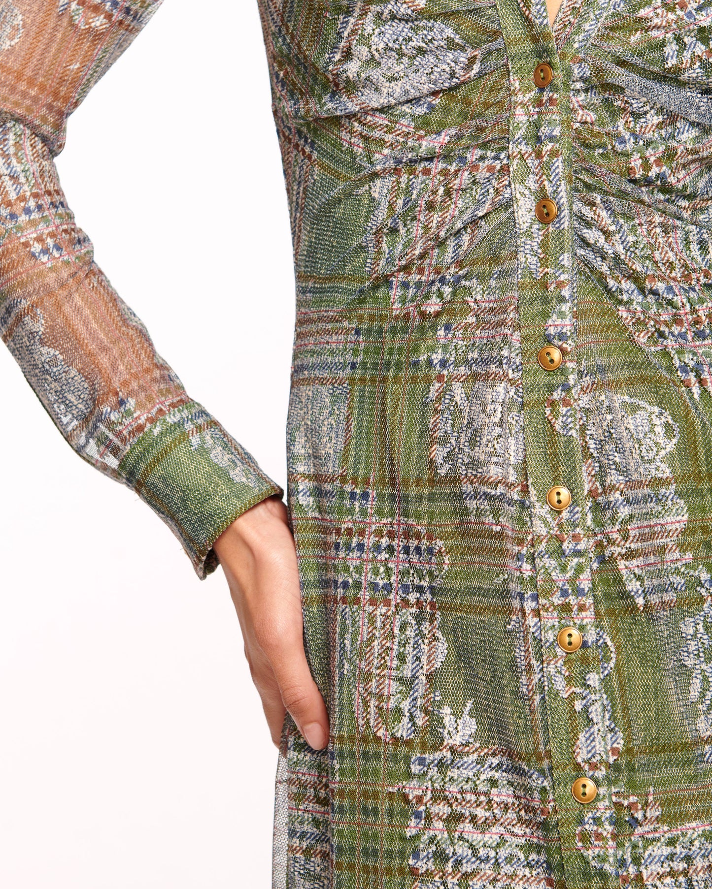 Wyatt Button Down Mesh Maxi Dress