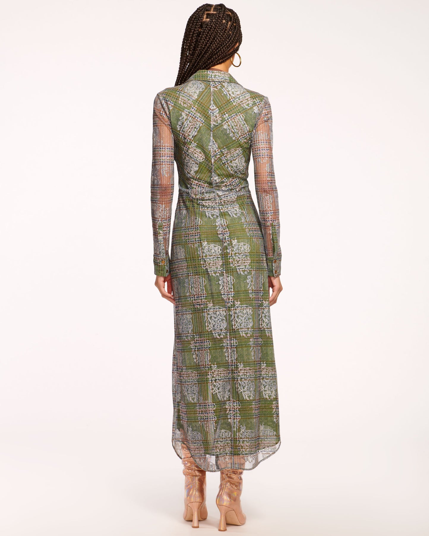 Wyatt Button Down Mesh Maxi Dress