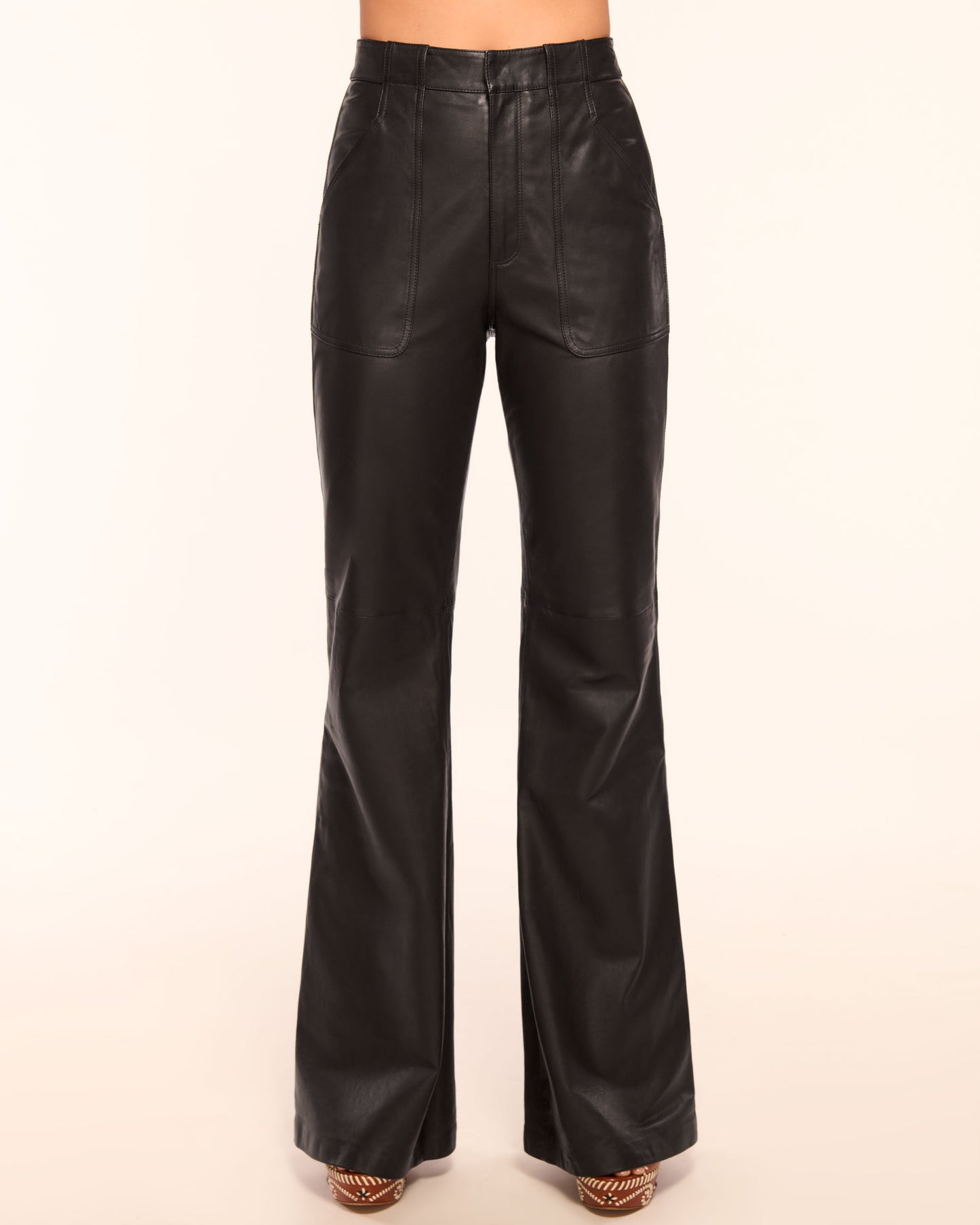 Theodora Leather High-Rise Wide Leg Pant